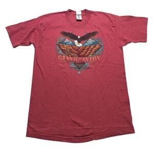 Vintage 90s Yellowstone Destination Eagle Graphic Tee Size Medium Outdoors Y2K